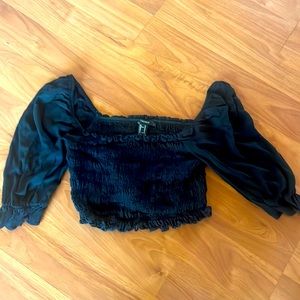 FOREVER 21 black ruffled off the shoulders top